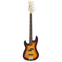 Aria STB-PJ Series Left Handed Electric Bass Guitar in 3-Tone Sunburst