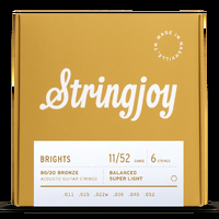 Stringjoy Brights (11-52) 80/20 Bronze Acoustic Guitar Strings