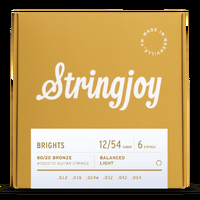 Stringjoy Brights ( 12-54 ) 80/20 Bronze Acoustic Guitar Strings