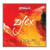 D'Addario Zyex Double Bass Single D String, 3/4 Scale, Medium Tension DZ612