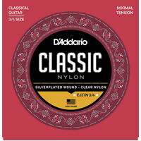 D'Addario EJ27N 3/4 Student Nylon Fractional Classical Guitar Strings, Normal Tension