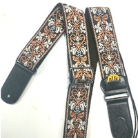 NVE jacquard guitar strap Leather Ends witth built in pick holder + 1 pick