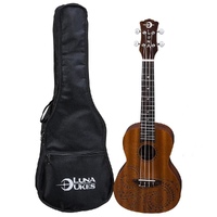 Luna Guitars Tattoo Concert Mahogany Ukulele with Gig Bag