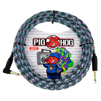 Pig Hog Blue Graffiti Instrument Cable, 20ft. Right Angle / Straight