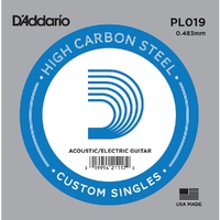 D'Addario single plain steel Electric / Acoustic Guitar string Gauge 19 , PL019  