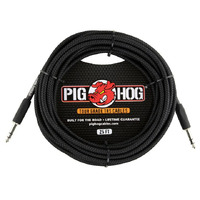 Pig Hog Cable – 1/4″ TRS, - 1/4" TRS  -  25 FOOT - Black Woven
