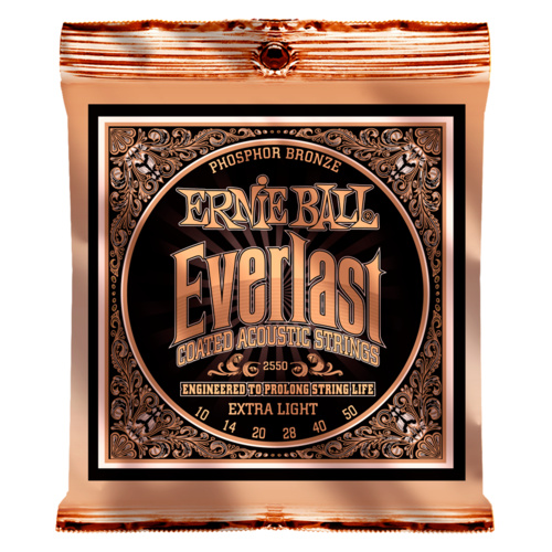 Ernie Ball Everlast Phosphor Extra Light Acoustic Guitar Strings 10 - 50 - 2550 