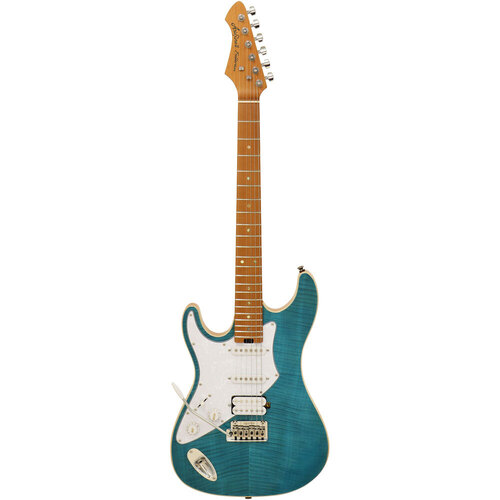 Aria 714-MK2 Fullerton Series Left Handed Electric Guitar in Turquoise Blue