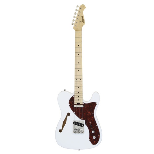 Aria 615-TL Series Semi-Hollow Electric Guitar in White Gloss