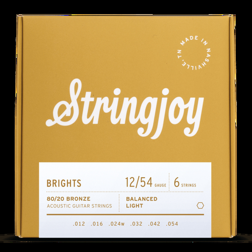 Stringjoy Brights ( 12-54 ) 80/20 Bronze Acoustic Guitar Strings