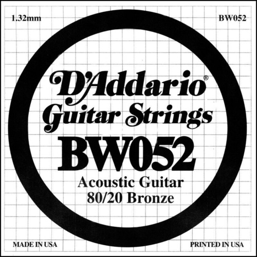 D'Addario BW052 Bronze Wound Acoustic Guitar Single String .052