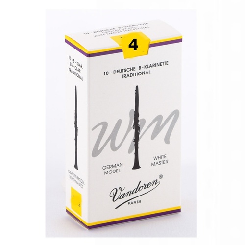 Vandoren White Master Traditonal Bb Clarinet Reeds Strength 4 , 10 Reeds