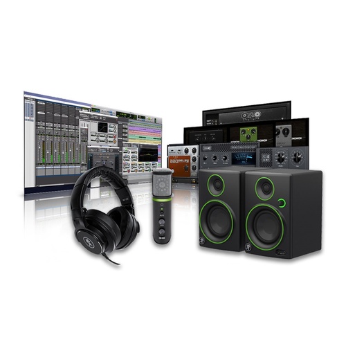 Content creation bundle with CR3-X monitors, EM-USB condenser mic, and MC-100 headphones