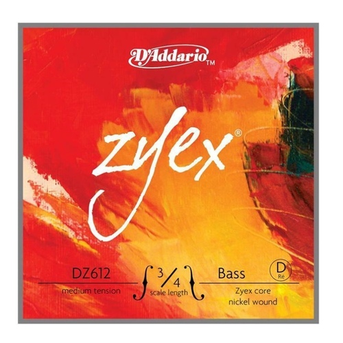 D'Addario Zyex Double Bass Single D String, 3/4 Scale, Medium Tension DZ612