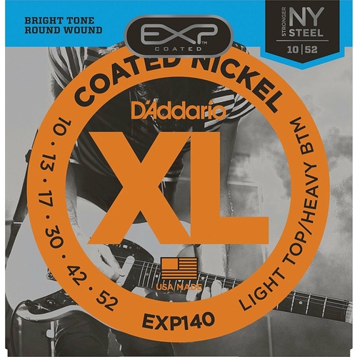 D'Addario EXP140 Coated Nickel Plated Steel LT/HB Electric Strings 10 - 52 