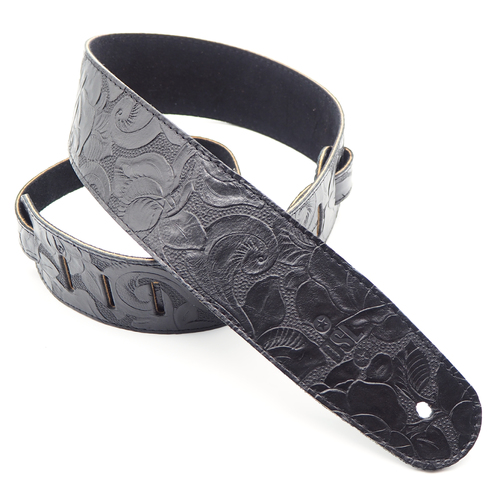 DSL FJ25 2.5" Wide Guitar Strap - Embossed Flower Black