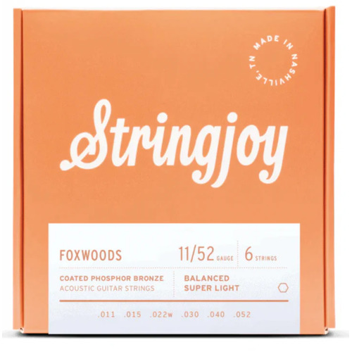 Stringjoy Foxwoods (11-52) Coated Phosphor Bronze Acoustic Guitar Strings