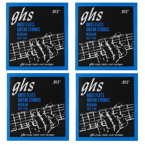 GHS 730 Brite Flats Regular  Electric Guitar Strings  12 - 54   4 SETS