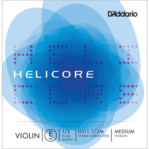 D'Addario Helicore Violin Single E String, 1/2 Scale, Medium Tension