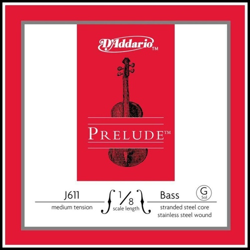 D'Addario Prelude Bass Single G String, 1/8 Scale, Medium Tension J611