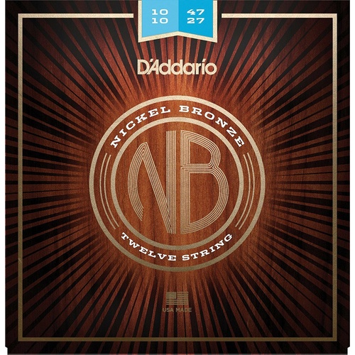 D'Addario Nickel Bronze Acoustic Guitar Strings, Light 12-String , 10-47 