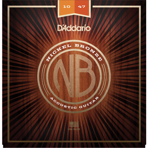 D'Addario NB1047 Nickel Bronze Acoustic Guitar Strings, Extra Light, 10-47