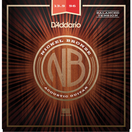 D'Addario NB13556BT Nickel Bronze Acoustic Guitar Strings, Balanced Tension Medium, 13.5-56