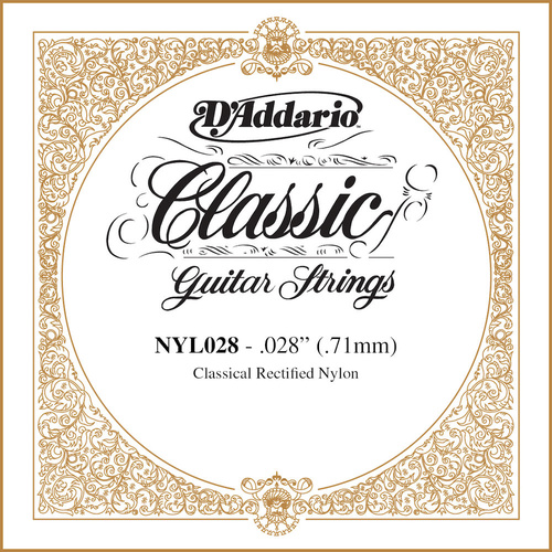 D'Addario NYL028 Rectified Nylon Classical Guitar Single String ,.028