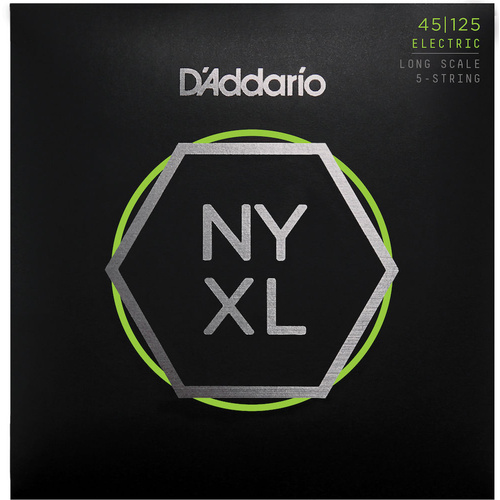 D'Addario NYXL45125 Nickel Wound Bass Guitar Strings, 5-String 45-125, Long Scale