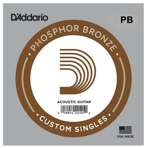 5 x D'Addario PB034 Single Phos Bronze .034 Acoustic  Guitar String Custom Gauge