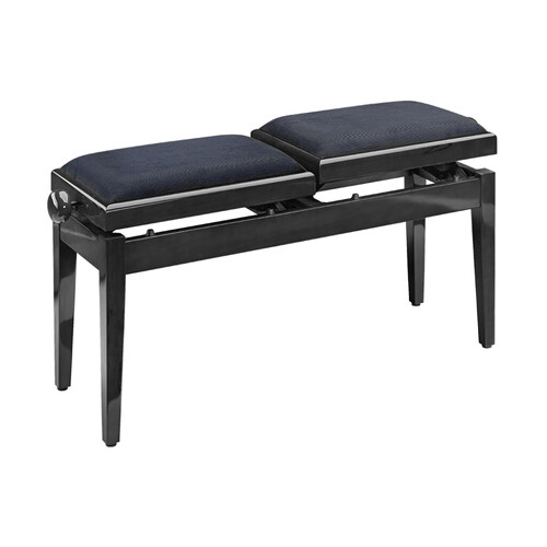 Stagg Twin piano bench, black, highgloss, with black velvet top