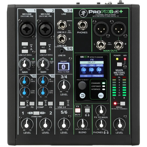 Mackie ProFX6v3+ 6-channel Mixer with Effects, USB record Modes & Bluetooth