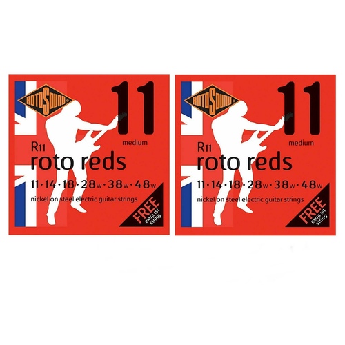 2 sets Rotosound R11 Handmade Roto Reds Electric Guitar Strings Medium 11 - 48