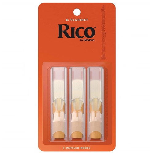 3 Reeds D'addario Rico Woodwinds Bb Clarinet Reeds Strength 2 