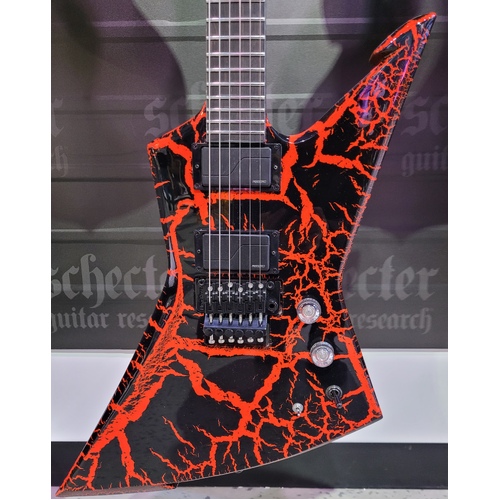 Schecter BalSac E-1 FLoyd Rose Electric Guitar Black Orange Crackle