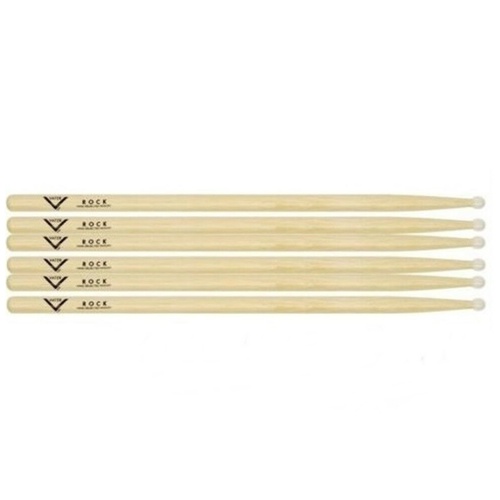 Vater Selected Hickory Drumsticks Rock Nylon Tip 3 Pairs - No packaging 