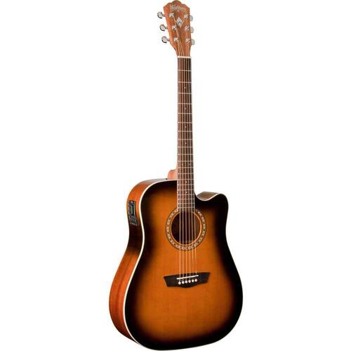 Washburn WD7SCEATB Harvest Dreadnought Cutaway Acoustic Guitar. Tobacco Sunburst