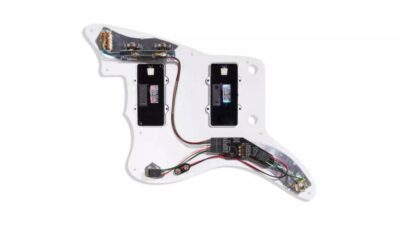 EMG JMaster Alnico V Pre-wired Pickguard System -Black on White Pickguard