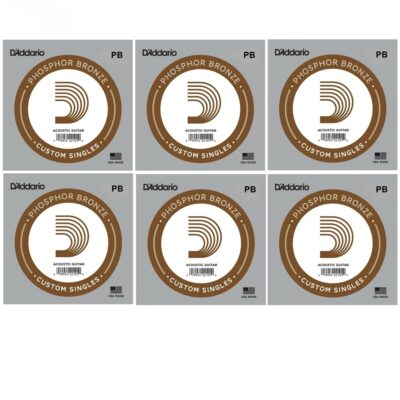 6 x D'Addario PB020 Single Phos Bronze .020 Acoustic  Guitar String Custom Gauge