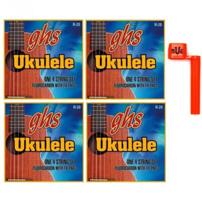 GHS Fluorocarbon Soprano / Concert Ukulele Strings Set - 4 SETS - with Peg winder