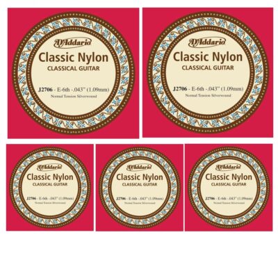 D'Addario Student Nylon Classical Guitar Single String, Normal Tension, 6th - E String