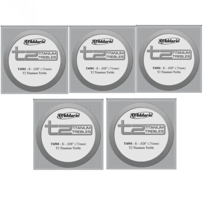 D'Addario T2 Titanium Treble Classical Guitar Single 1st E - String Normal Tension x 5