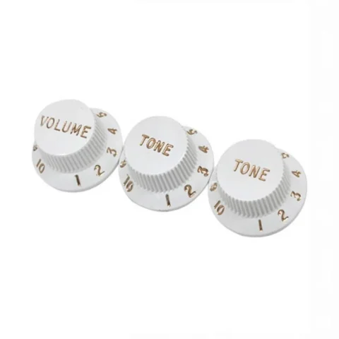 Fender Stratocaster Replacement Knobs - White  1 x Volume 2 x Tone