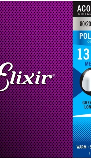 Elixir 11100 80/20 Acoustic Guitar Strings  POLYWEB Coating, Medium 13-56