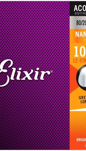 Elixir 11152 Nanoweb 80/20 12 String Acoustic Guitar Strings - Light 10-47