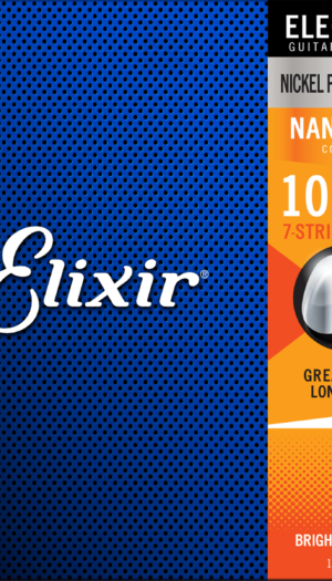 Elixir 12057 Nanoweb Coating Electric Guitar Strings, 7-String Light 10-56