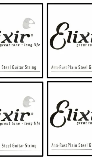 4 x Elixir Anti-Rust Plated Plain Steel Guitar Single String (.015)
