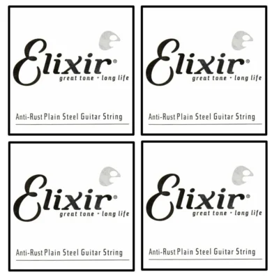 4 x Elixir Anti-Rust Plated Plain Steel Guitar Single String (.015)