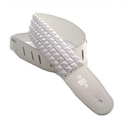 DSL Premium Garment Leather Guitar Strap Pyramid WHITE  / WHITE