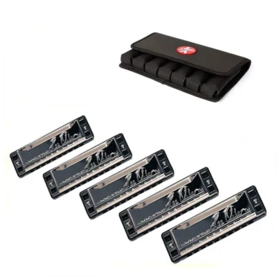 Lee Oskar Melody Maker Harmonica 5-Pack with Case Keys G, A, C, D,  E